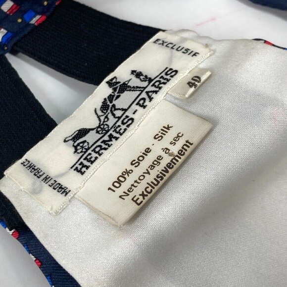 HERMES Accessories Cummer band belt silk blue - Picture 10 of 16